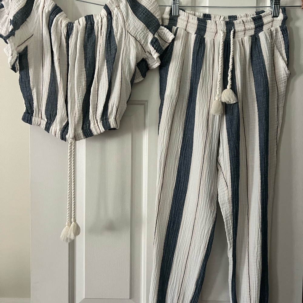 Ocean Drive Striped Matching Set Small Cotton Beach Vacation Lounge